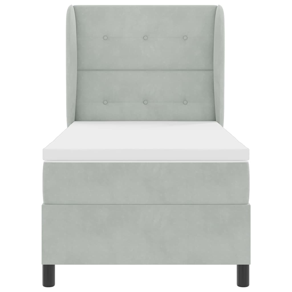 vidaXL Łóżko sprężynowe z materacem Jasnoszary 200 x 80 cm Aksamit
