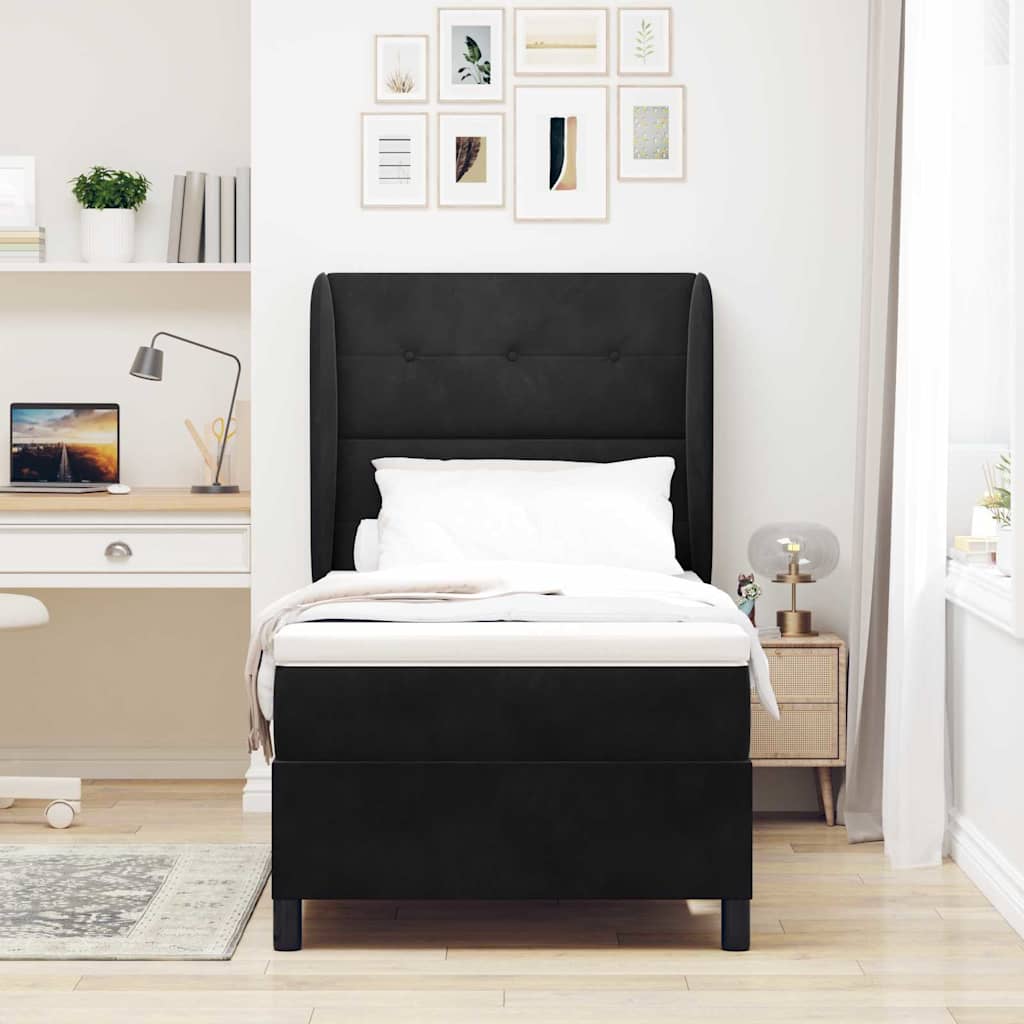 vidaXL Łóżko sprężynowe z materacem Czarny 200 x 80 cm Aksamit
