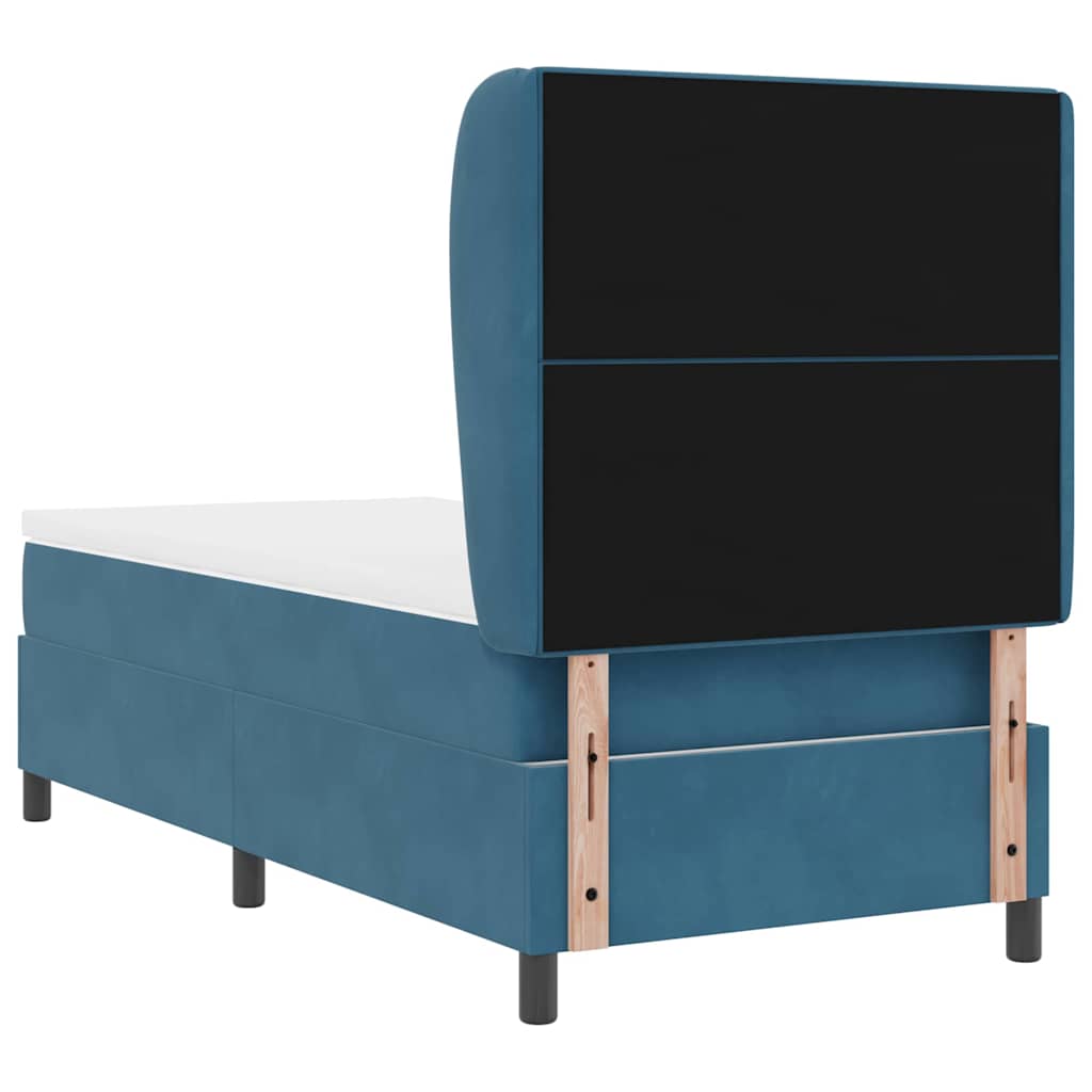 vidaXL Łóżko sprężynowe Ciemnoniebieski 200 x 90 cm Aksamit