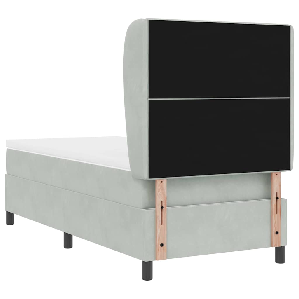 vidaXL Łóżko sprężynowe z materacem Jasnoszary 200 x 100 cm Aksamit