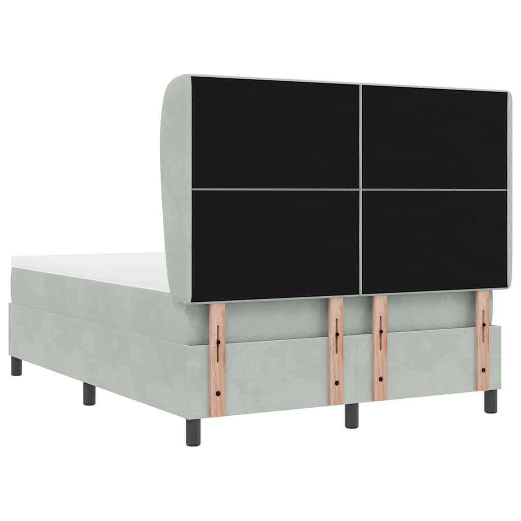 vidaXL Łóżko sprężynowe z materacem Jasnoszary 200 x 140 cm Aksamit