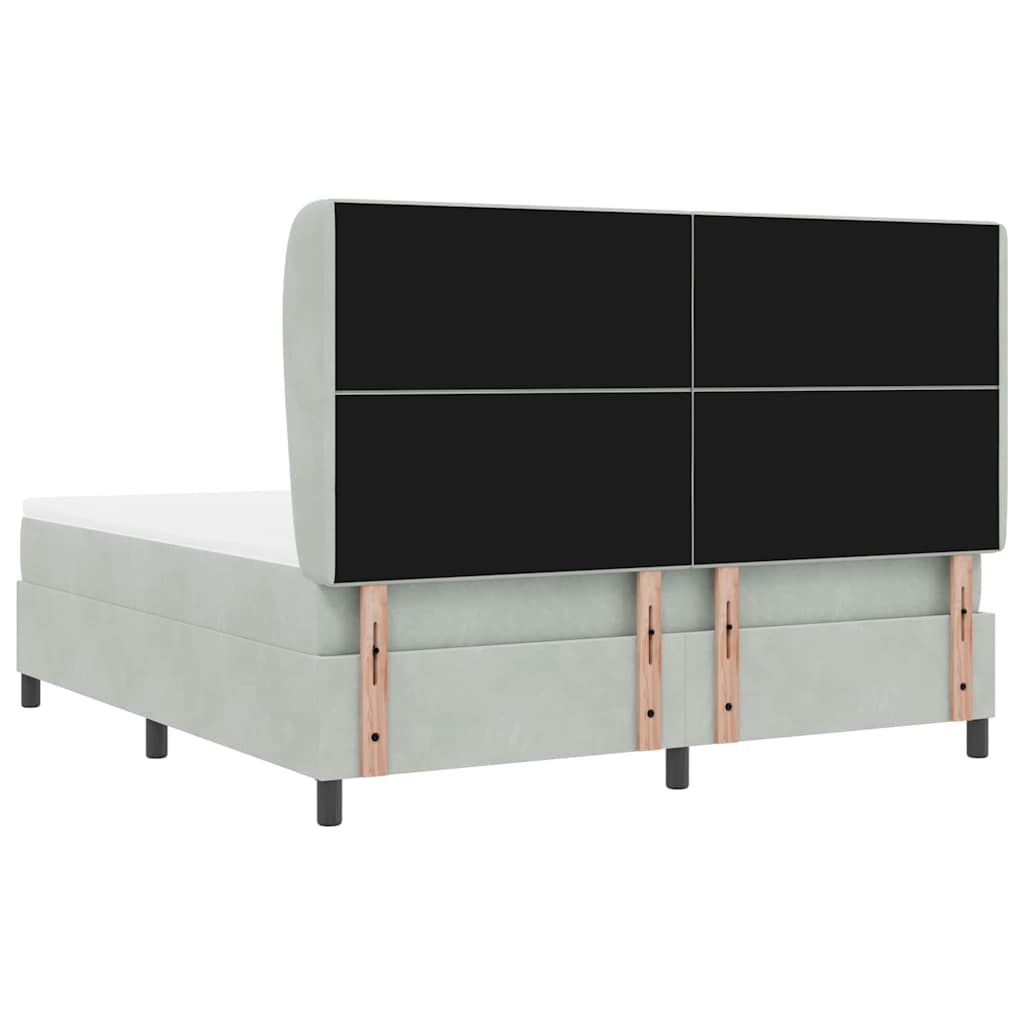vidaXL Łóżko sprężynowe z materacem Jasnoszary 200 x 180 cm Aksamit