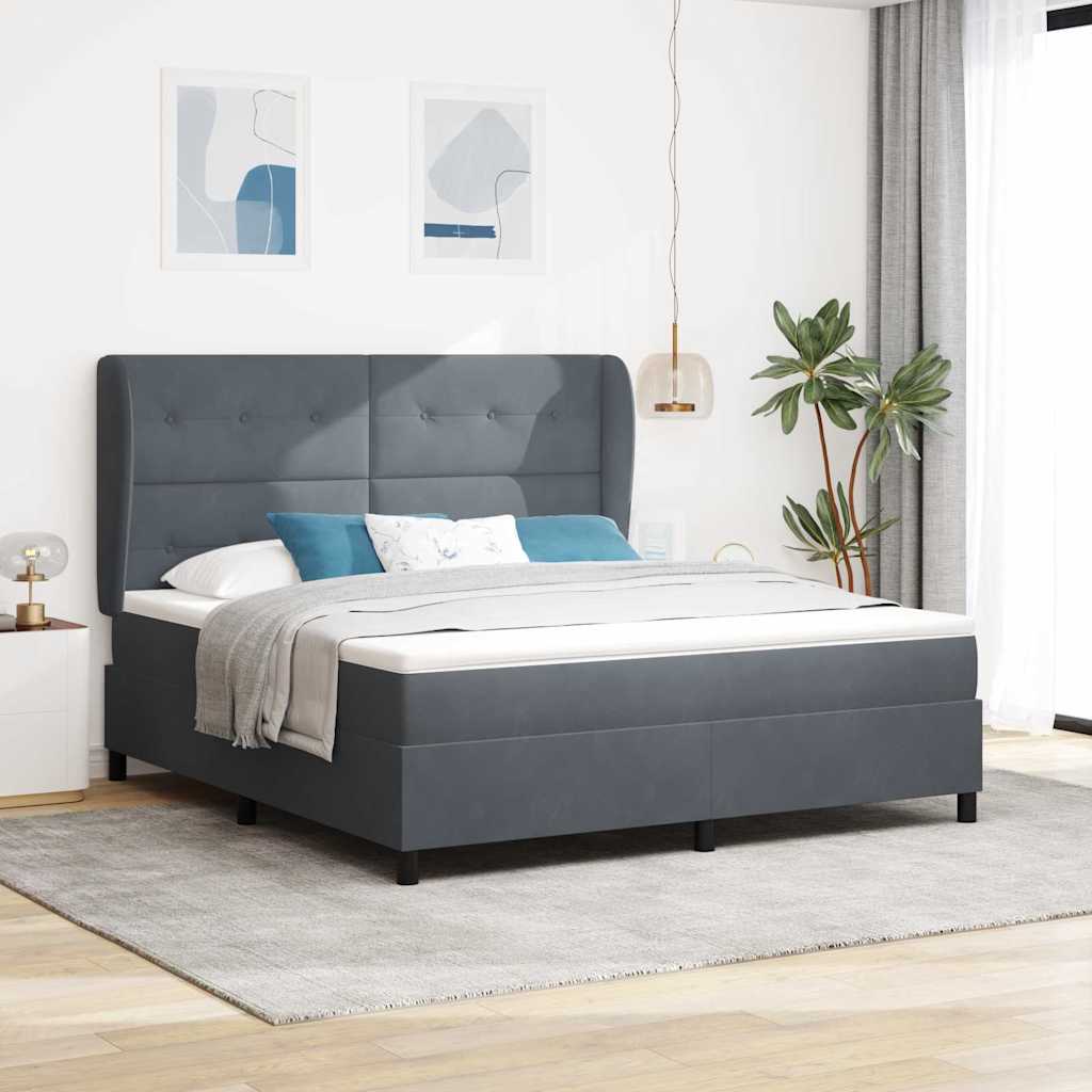 vidaXL Łóżko sprężynowe z materacem Ciemnoszary 200 x 180 cm Aksamit