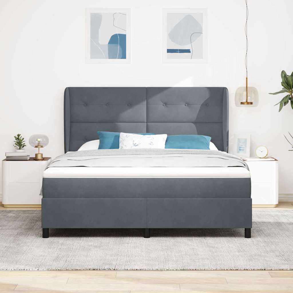 vidaXL Łóżko sprężynowe z materacem Ciemnoszary 200 x 180 cm Aksamit