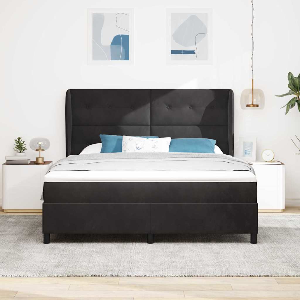 vidaXL Łóżko sprężynowe z materacem Czarny 200 x 180 cm Aksamit