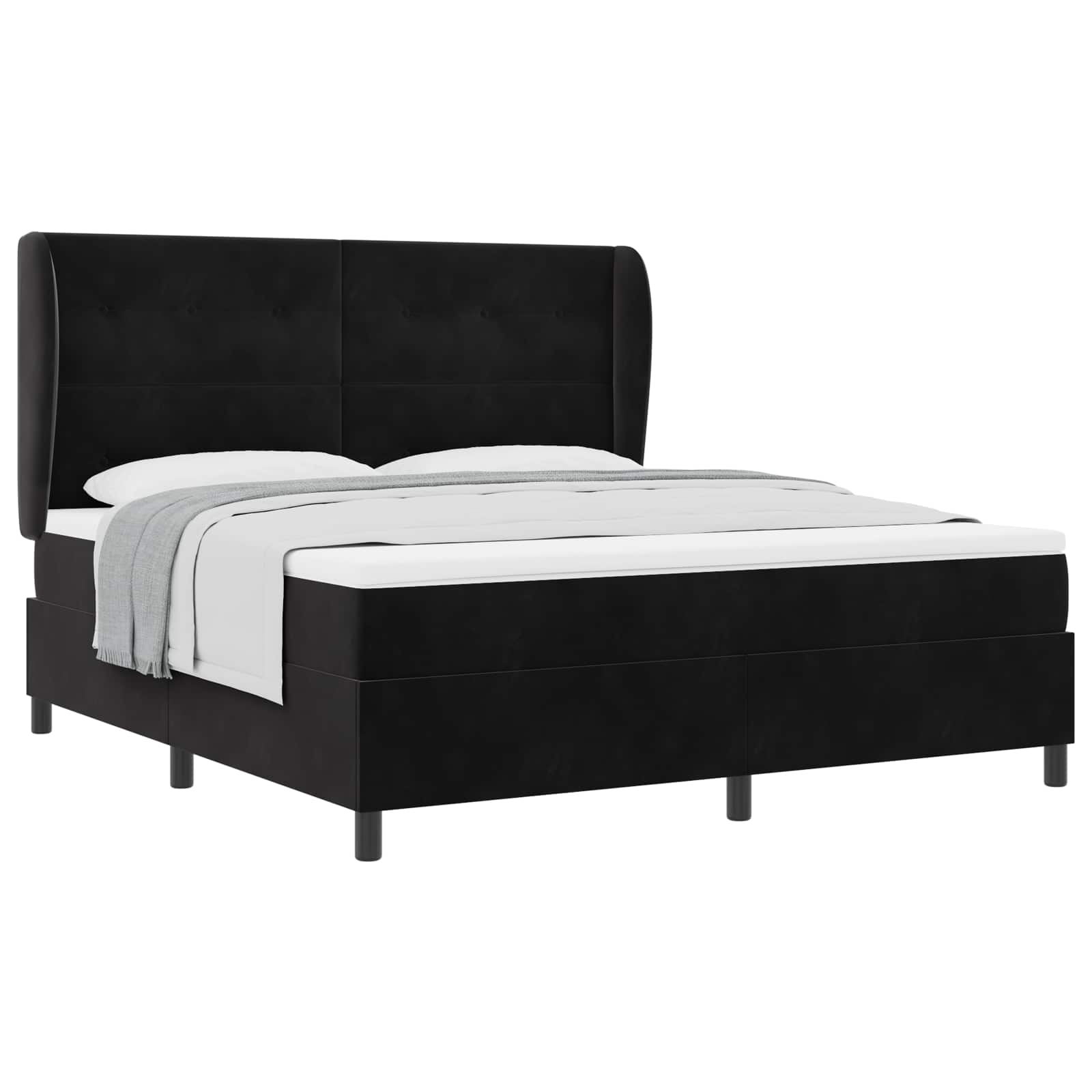 vidaXL Łóżko sprężynowe z materacem Czarny 200 x 180 cm Aksamit