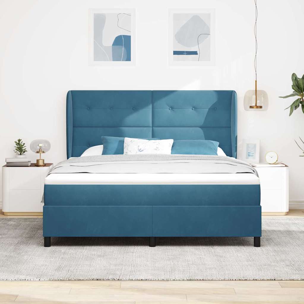 vidaXL Łóżko sprężynowe Ciemnoniebieski 200 x 180 cm Aksamit
