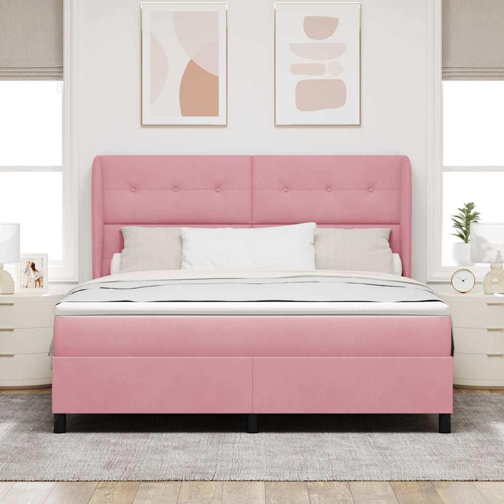 vidaXL Łóżko sprężynowe z materacem Różowy 200 x 180 cm Aksamit