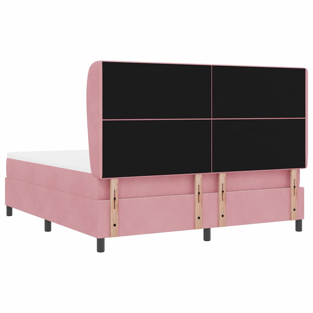 vidaXL Łóżko sprężynowe z materacem Różowy 200 x 180 cm Aksamit