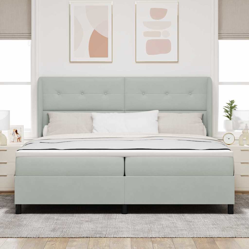 vidaXL Łóżko sprężynowe z materacem Jasnoszary 200 x 200 cm Aksamit