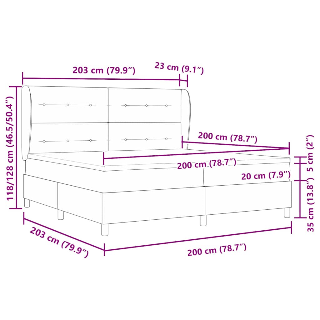 vidaXL Łóżko sprężynowe z materacem Jasnoszary 200 x 200 cm Aksamit