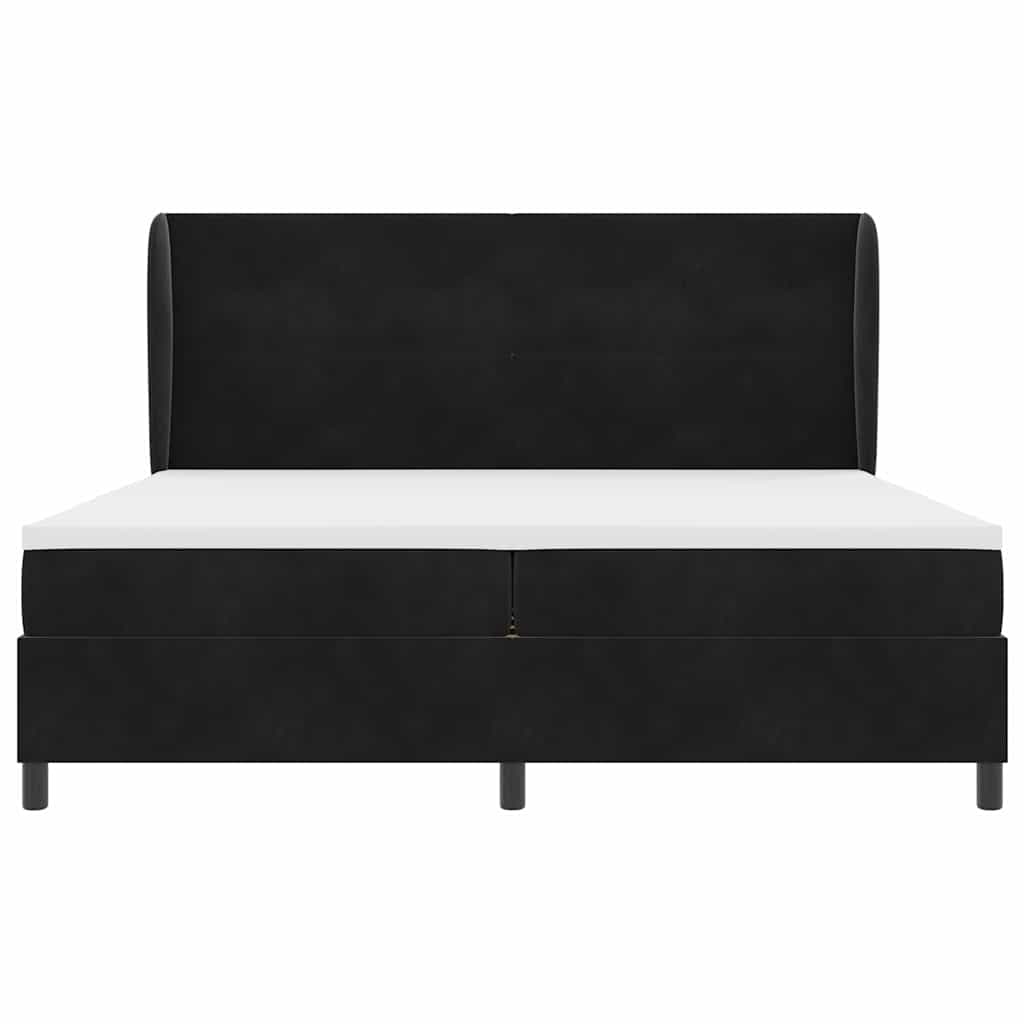 vidaXL Łóżko sprężynowe z materacem Czarny 200 x 200 cm Aksamit