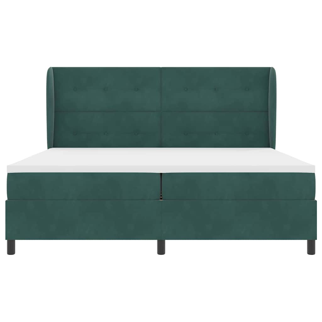 vidaXL Łóżko sprężynowe Ciemna zieleń 200 x 200 cm Aksamit