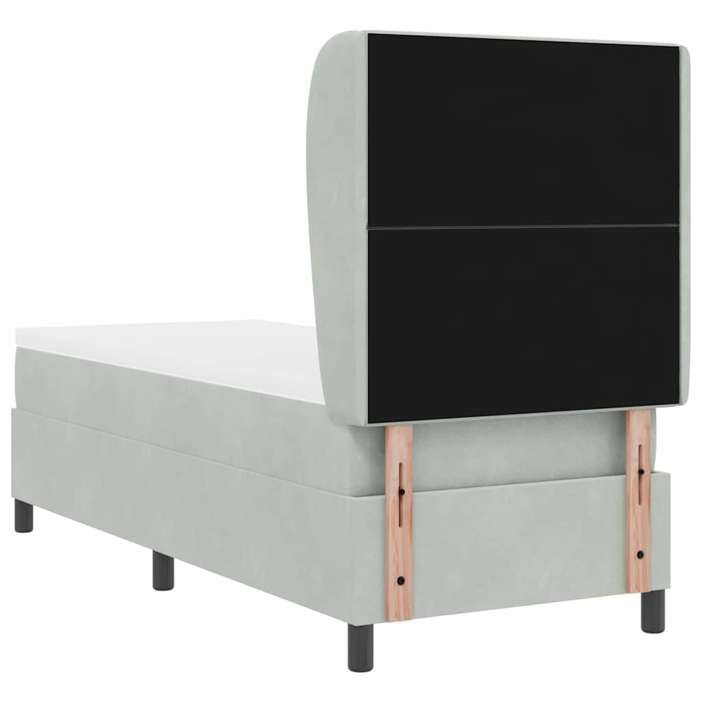 vidaXL Łóżko sprężynowe Z zagłówkiem Jasnoszary 200 x 80 cm Aksamit