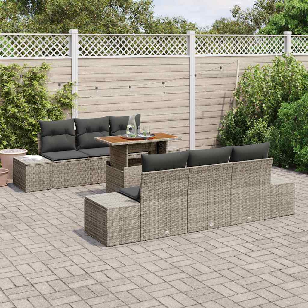 vidaXL Zestaw do jadalni w ogrodzie z poduszką 7 pcs Szary i brązowy