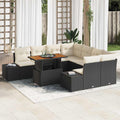 vidaXL Zestaw do jadalni w ogrodzie z poduszką 9 pcs Czarny i kremowy