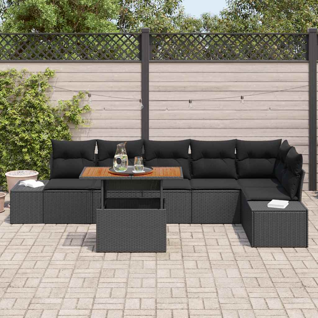 vidaXL Zestaw do jadalni w ogrodzie z poduszką 7 pcs Czarny i Brązowy