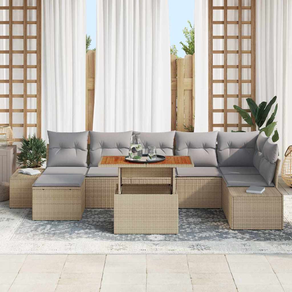vidaXL Zestaw Sof na Ogród z poduszką 8 pcs Beżowy i szary