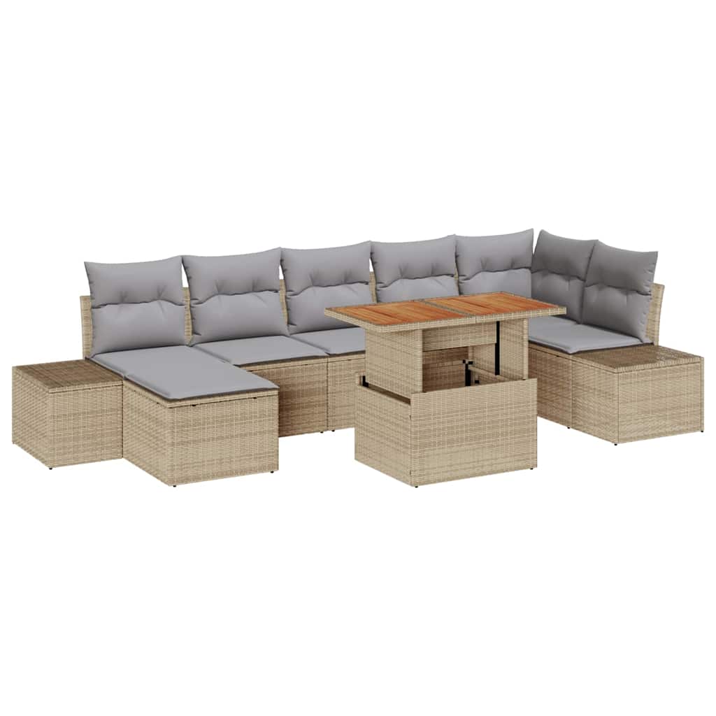 vidaXL Zestaw Sof na Ogród z poduszką 8 pcs Beżowy i szary