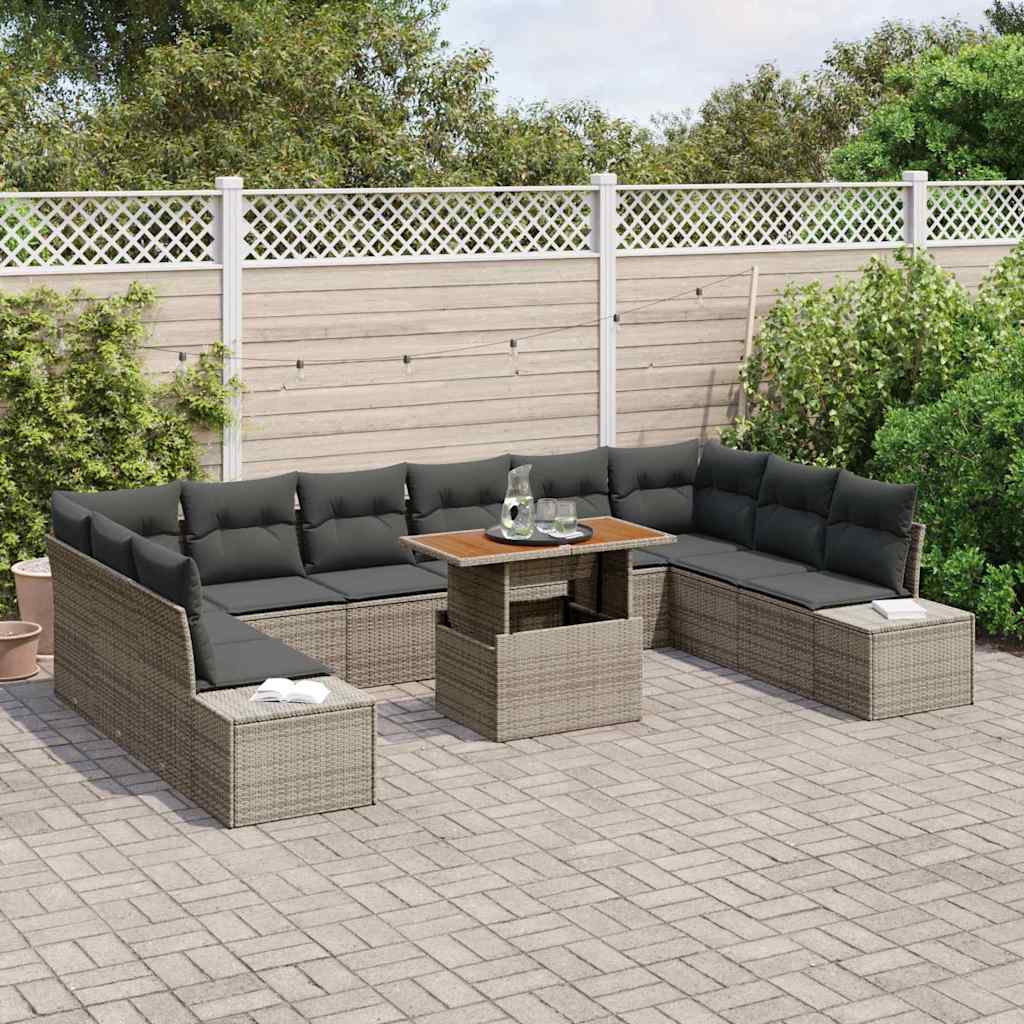vidaXL Zestaw Sof na Ogród z poduszką 11 pcs Szary i brązowy