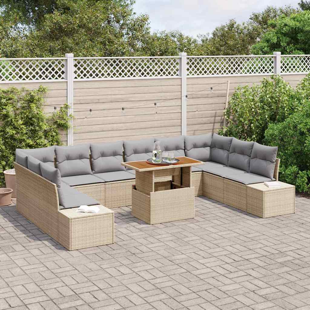 vidaXL Zestaw Sof na Ogród z poduszką 11 pcs Beżowy i szary