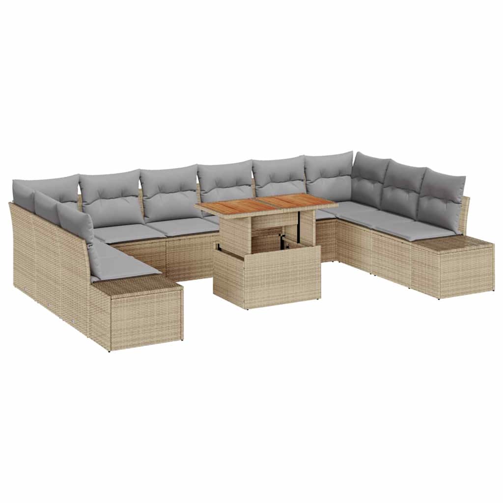 vidaXL Zestaw Sof na Ogród z poduszką 11 pcs Beżowy i szary