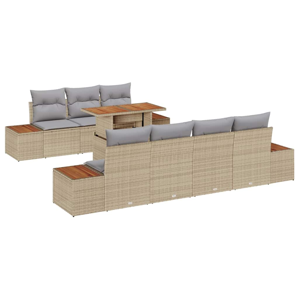vidaXL Zestaw Sof na Ogród z poduszką 8 pcs Beżowy Polirattan