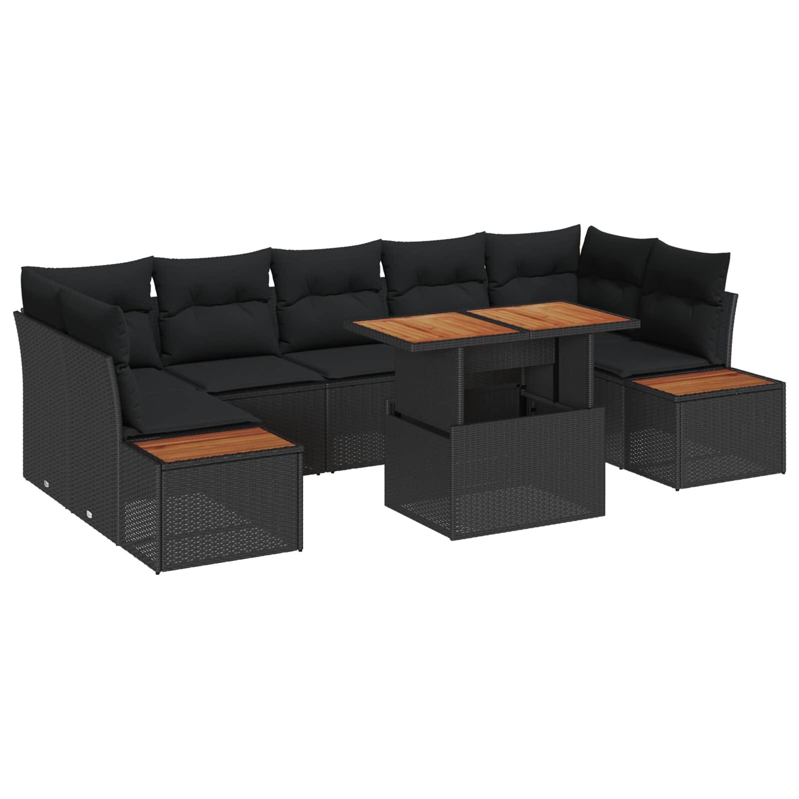vidaXL Zestaw do jadalni w ogrodzie z poduszką 8 pcs Czarny i Brązowy