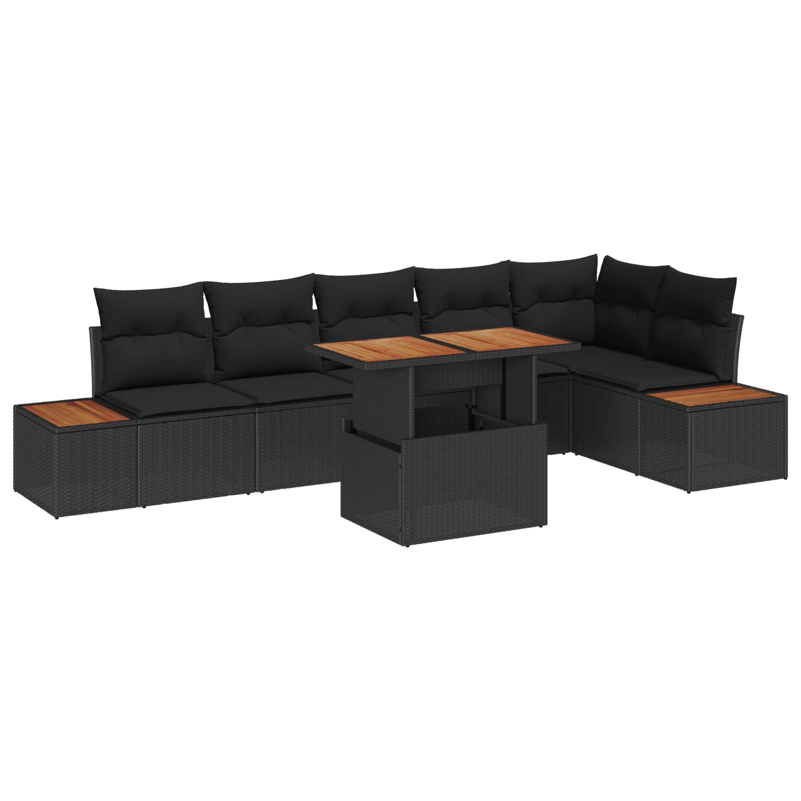 vidaXL Zestaw do jadalni w ogrodzie z poduszką 7 pcs Czarny i Brązowy