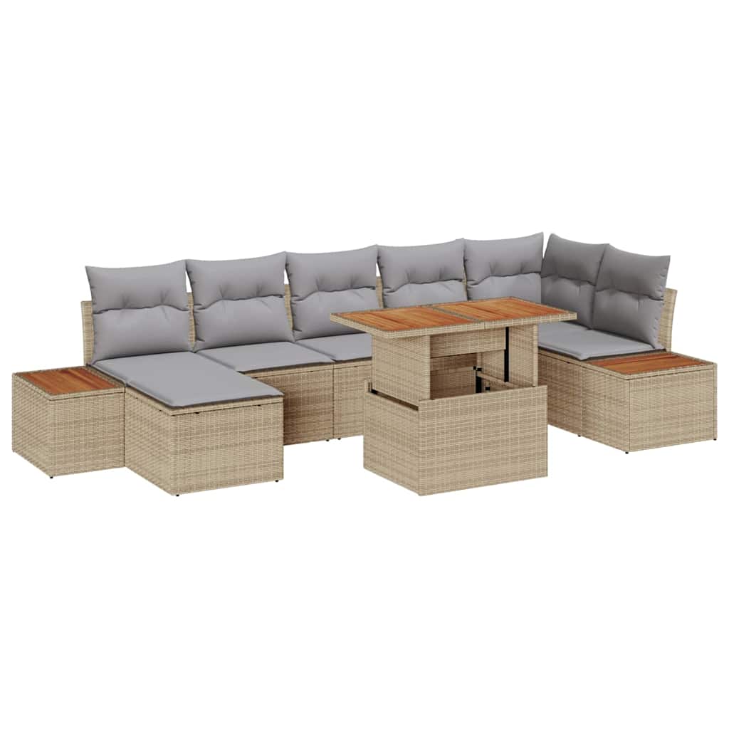 vidaXL Zestaw do jadalni w ogrodzie z poduszką 8 pcs Beżowy i szary