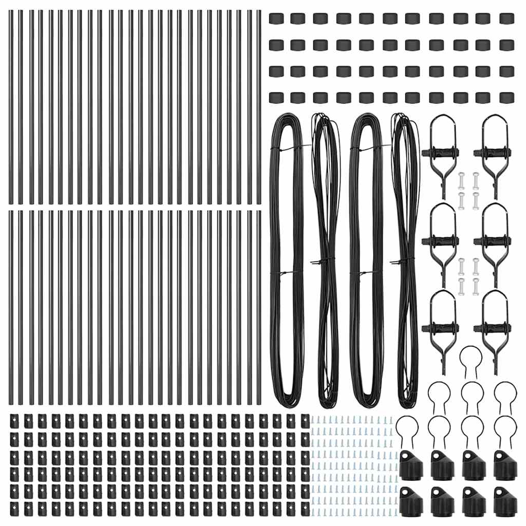 vidaXL Wbudowany słupek ogrodzeniowy 52 pcs Szary