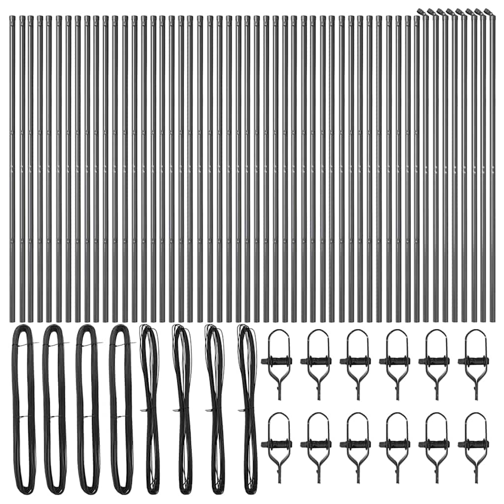 vidaXL Wbudowany słupek ogrodzeniowy 52 pcs Szary