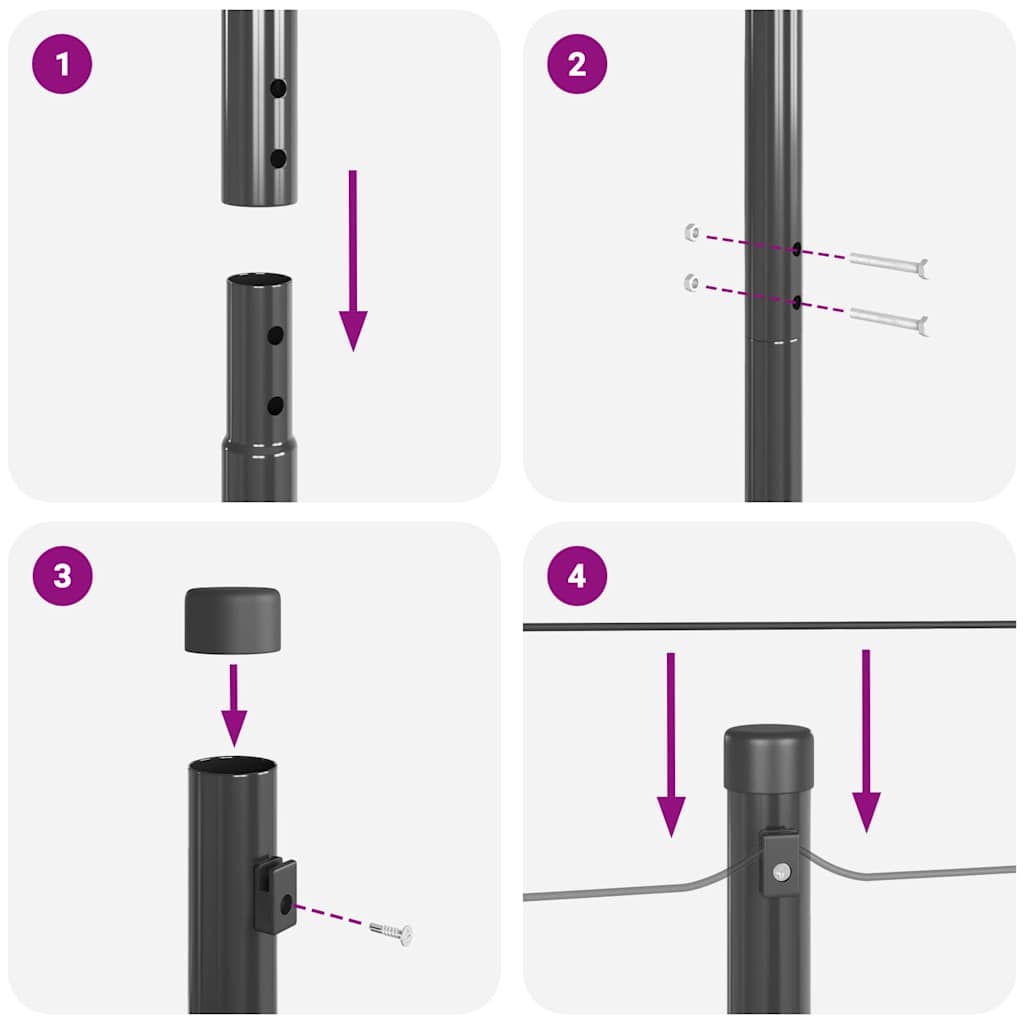 vidaXL Wbudowany słupek ogrodzeniowy 26 pcs Szary