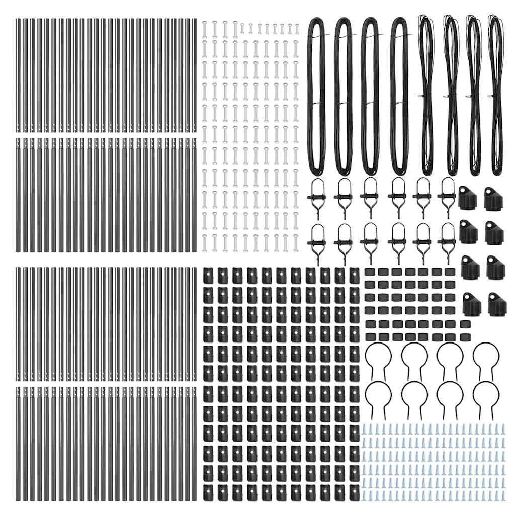 vidaXL Wbudowany słupek ogrodzeniowy 52 pcs Szary