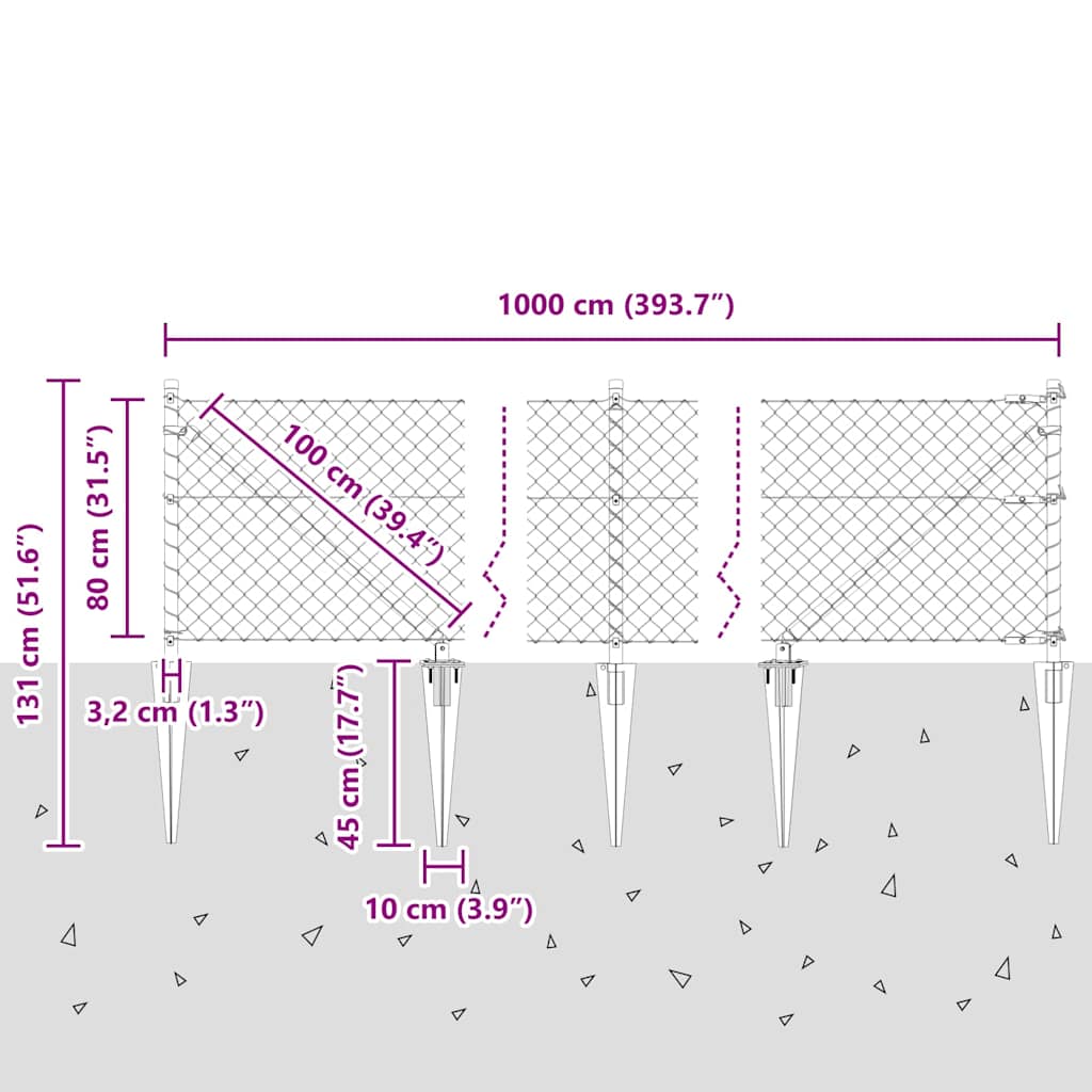 vidaXL Ogrodzenie z drutu spawanego z kolcami 10 x 0,8 m (S x W)