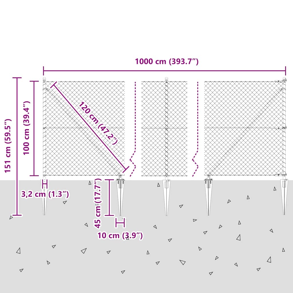 vidaXL Ogrodzenie z drutu spawanego z kolcami 10 x 1 m (S x W)