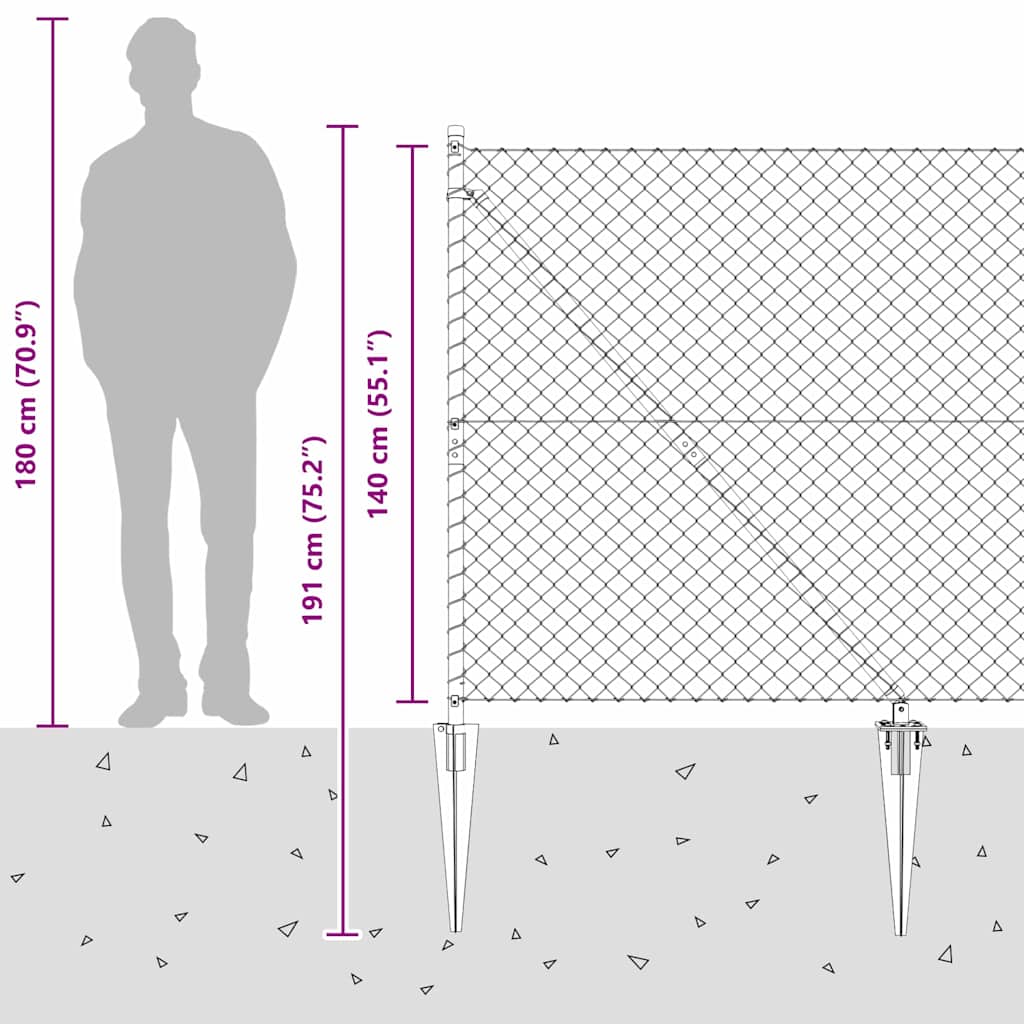 vidaXL Ogrodzenie z drutu spawanego z kolcami 10 x 1,4 m (S x W)