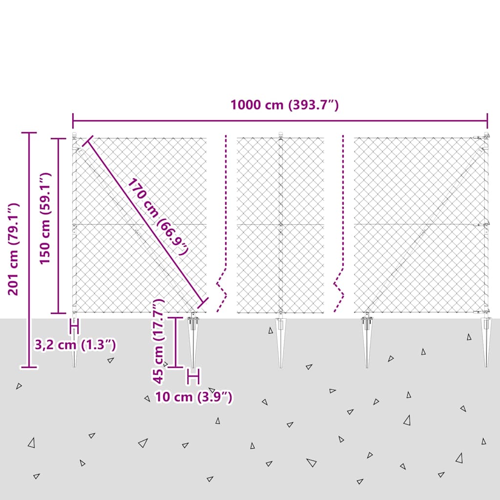 vidaXL Ogrodzenie z drutu spawanego z kolcami 10 x 1,5 m (S x W)