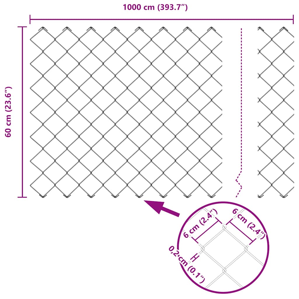 vidaXL Ogrodzenie z drutu spawanego z kolcami 10 x 0,6 m (S x W)