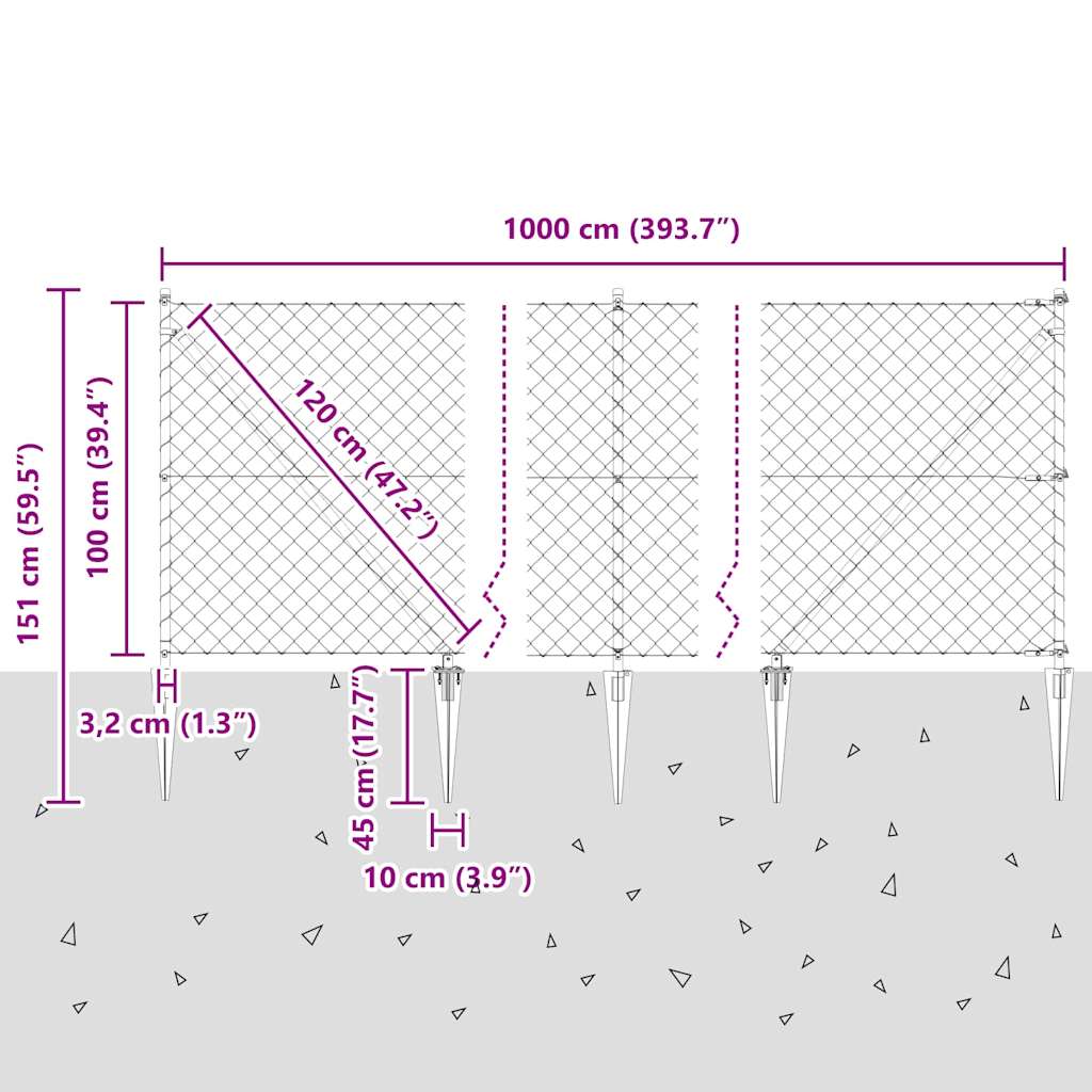 vidaXL Ogrodzenie z drutu spawanego z kolcami 10 x 1 m (S x W)
