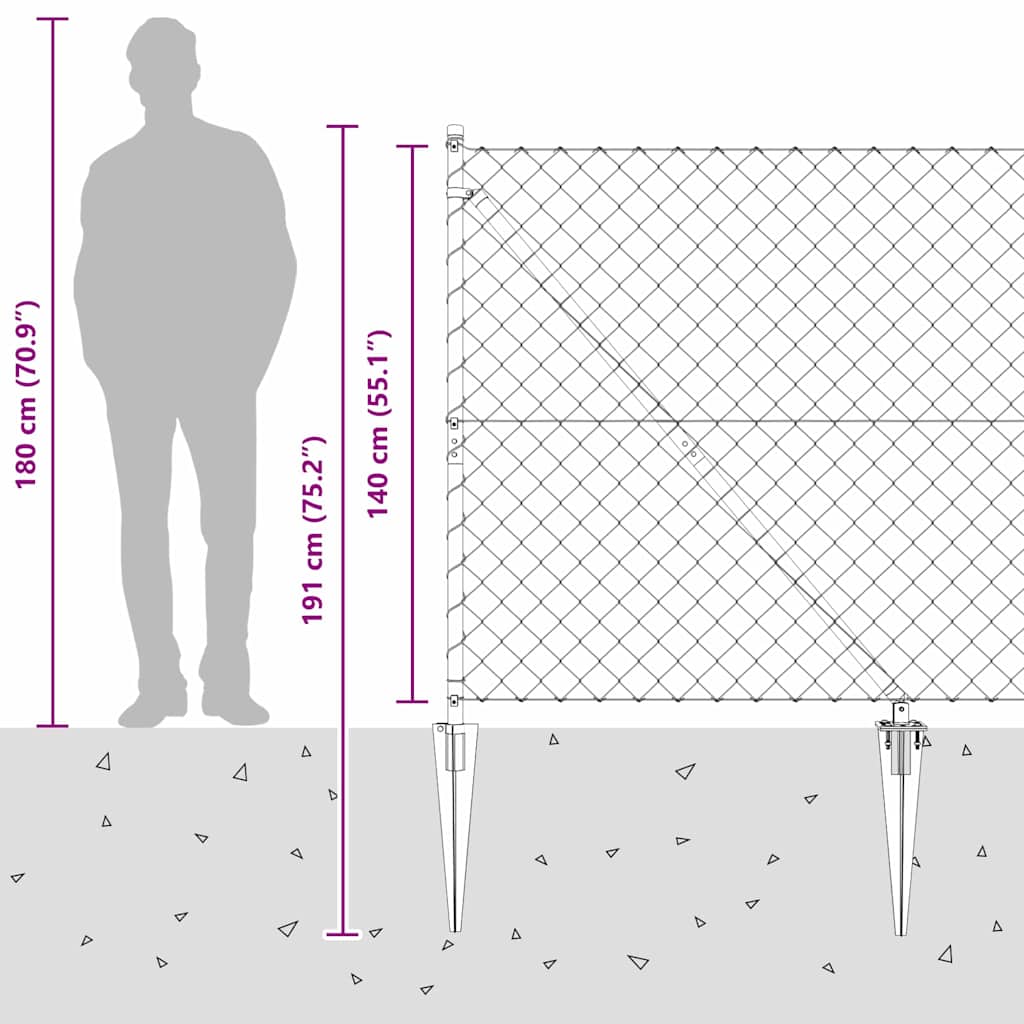 vidaXL Ogrodzenie z drutu spawanego z kolcami 10 x 1,4 m (S x W)
