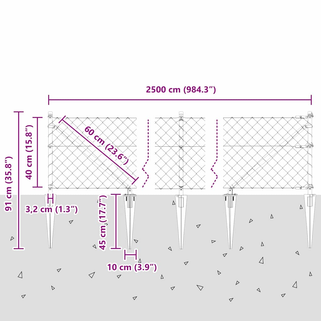 vidaXL Ogrodzenie z drutu spawanego z kolcami 25 x 0,4 m (S x W)