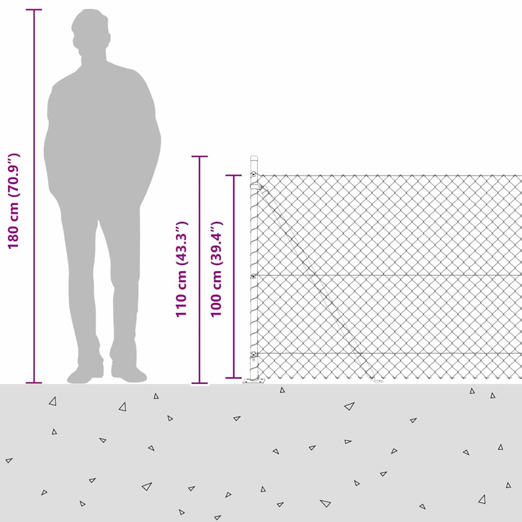 vidaXL Ogrodzenie z drutu spawanego z betonową podstawą