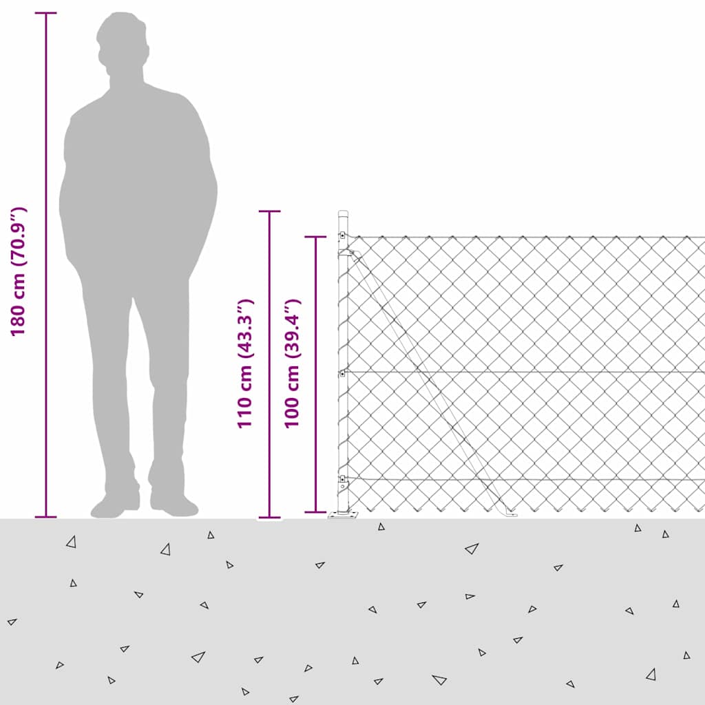 vidaXL Ogrodzenie z drutu spawanego z betonową podstawą