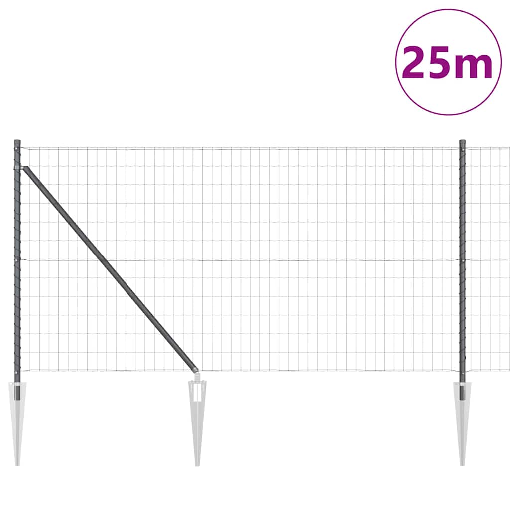vidaXL Ogrodzenie z drutu spawanego z kolcami 25 x 1 m (S x W)