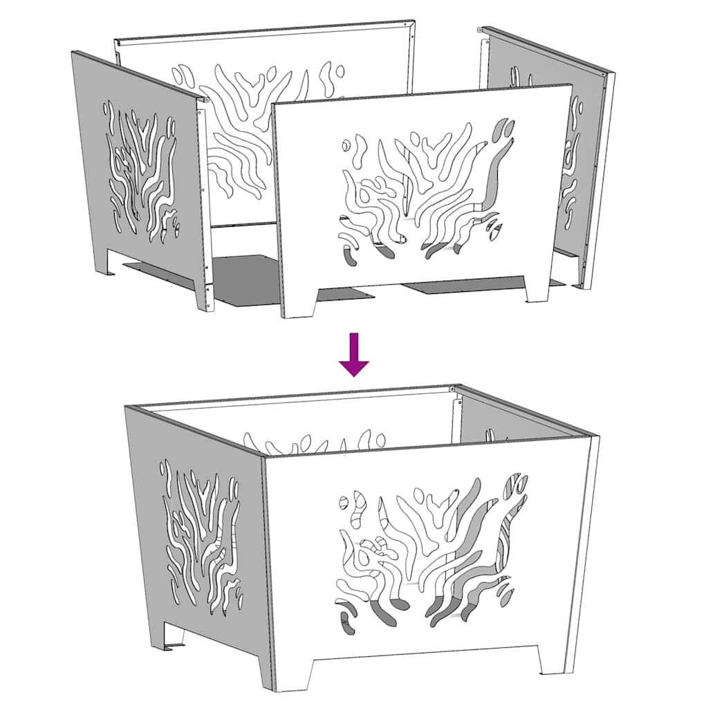 vidaXL Kominek Czarny 60 x 60 x 40 cm stal kortenowska