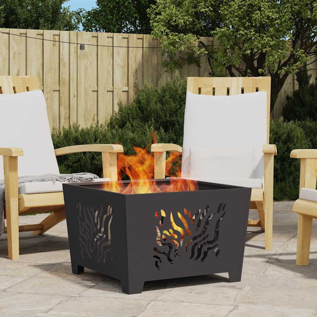 vidaXL Kominek Czarny 60 x 60 x 40 cm stal kortenowska