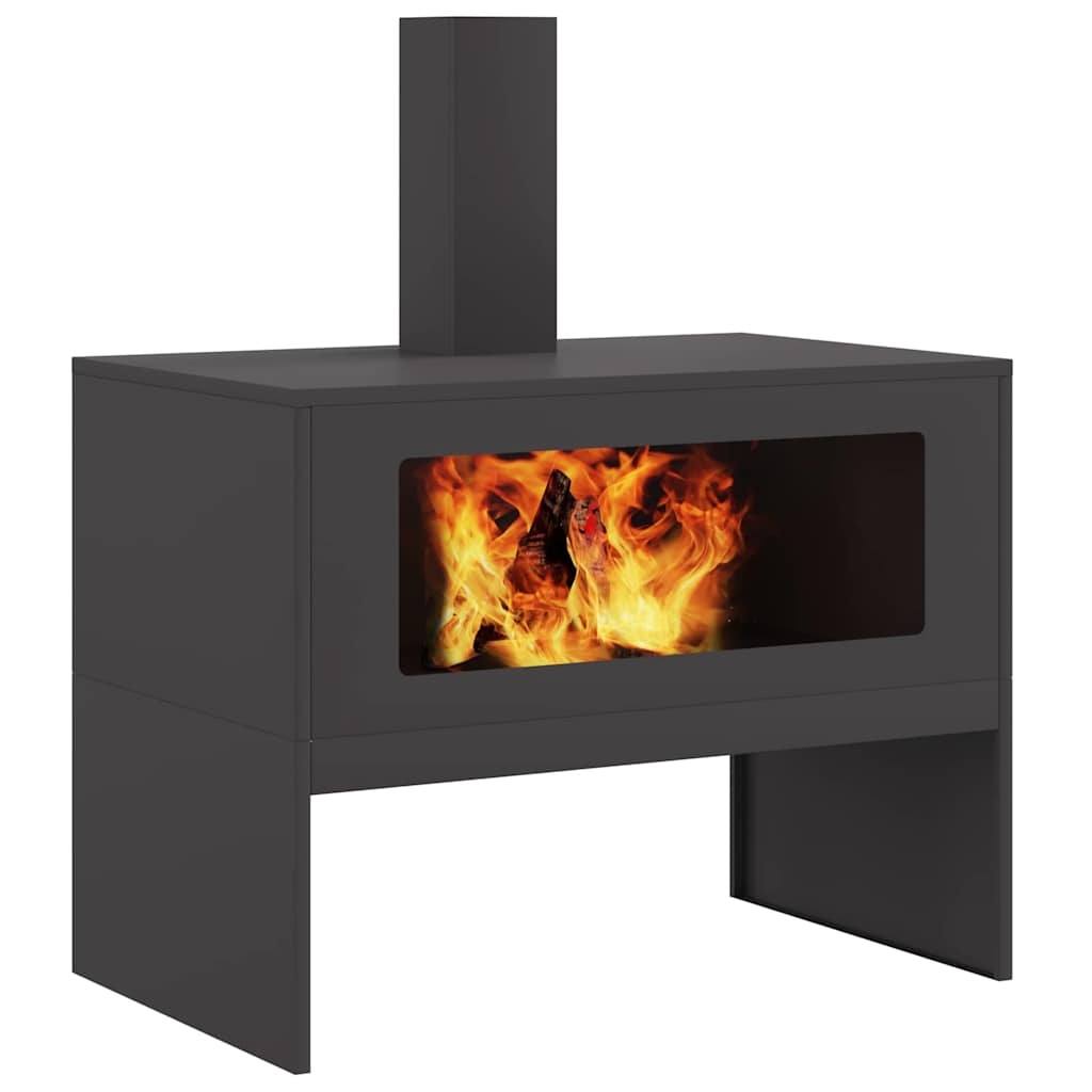 vidaXL Kominek Czarny 80 x 50 x 96 cm Stal zimnogięta