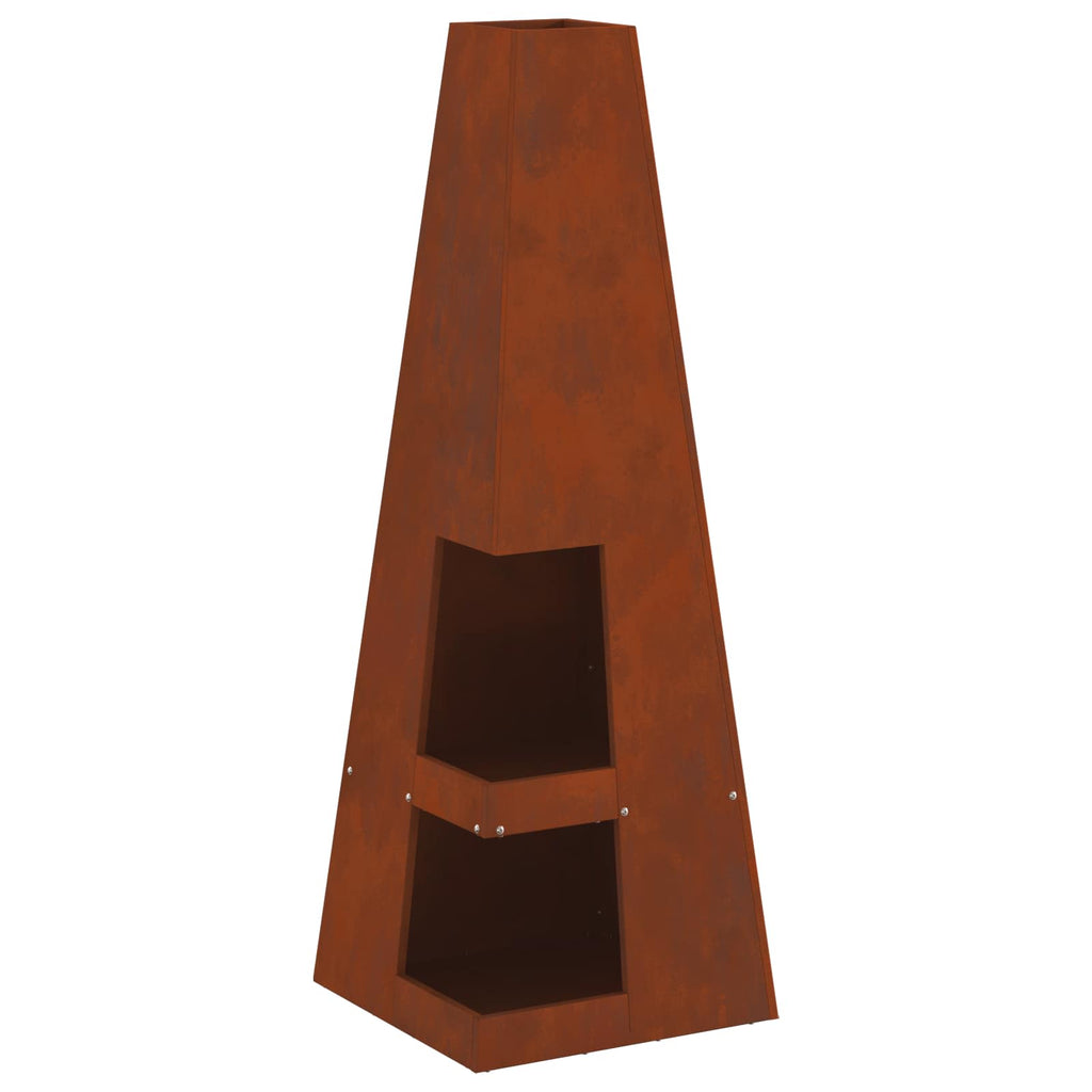 vidaXL Kominek Brązowy 35 x 35 x 100 cm Stal pogodowa