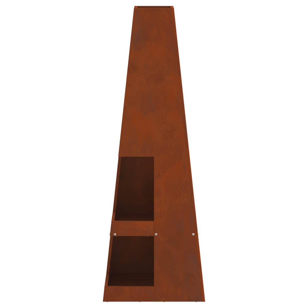 vidaXL Kominek Brązowy 35 x 35 x 100 cm Stal pogodowa